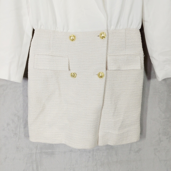 New DEREK LAM 10 CROSBY Chiara button-detailed twill and metallic tweed P1796 - Picture 3 of 14